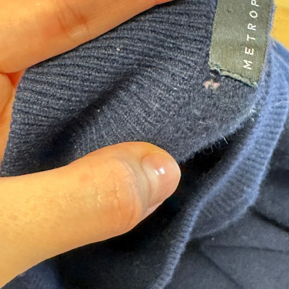 Metropolitan View Mens 100% Cashmere Mock Neck Sweater Navy‎ Blue Lg Minimalist
